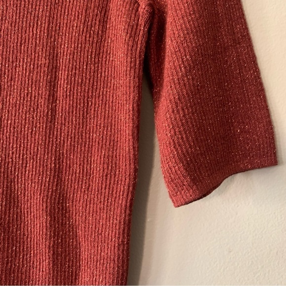 NWT Madewell Evening Sparkle Burnt Orange Ribbed Sweater Short Sleeve Top Small - Picture 11 of 13